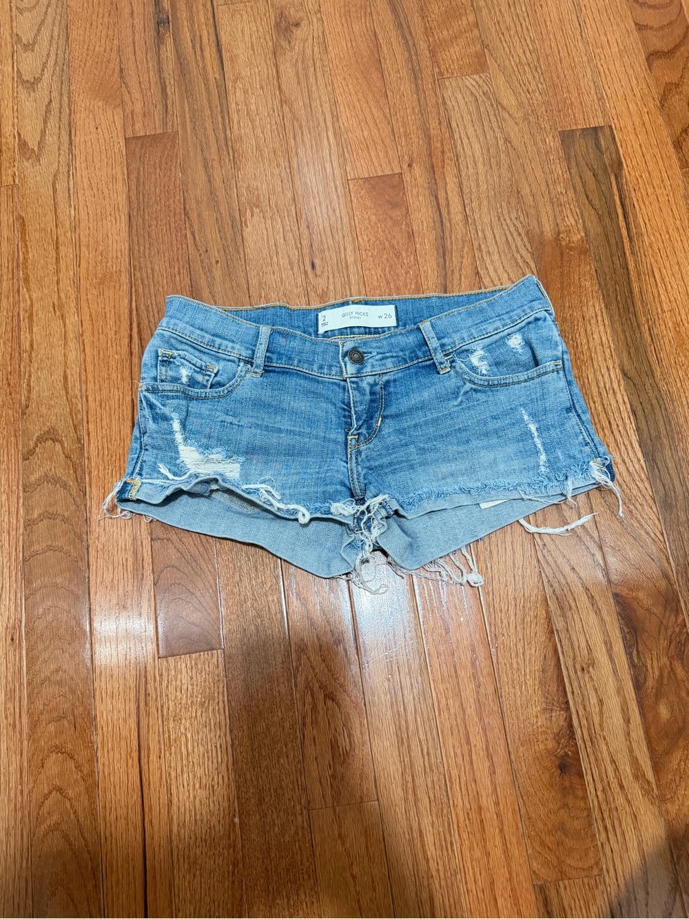 Women's Light Blue Distressed Denim Shorts